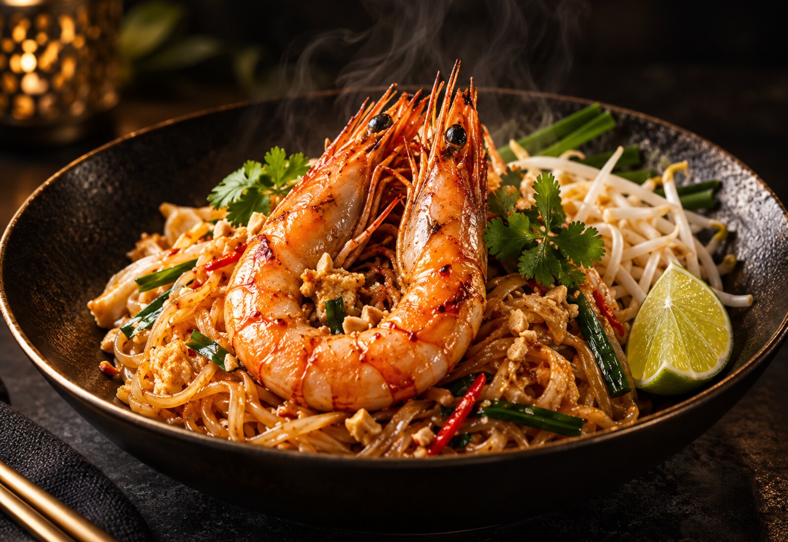 Phad Thaï gastronomique aux crevettes — Thaï Express Genève